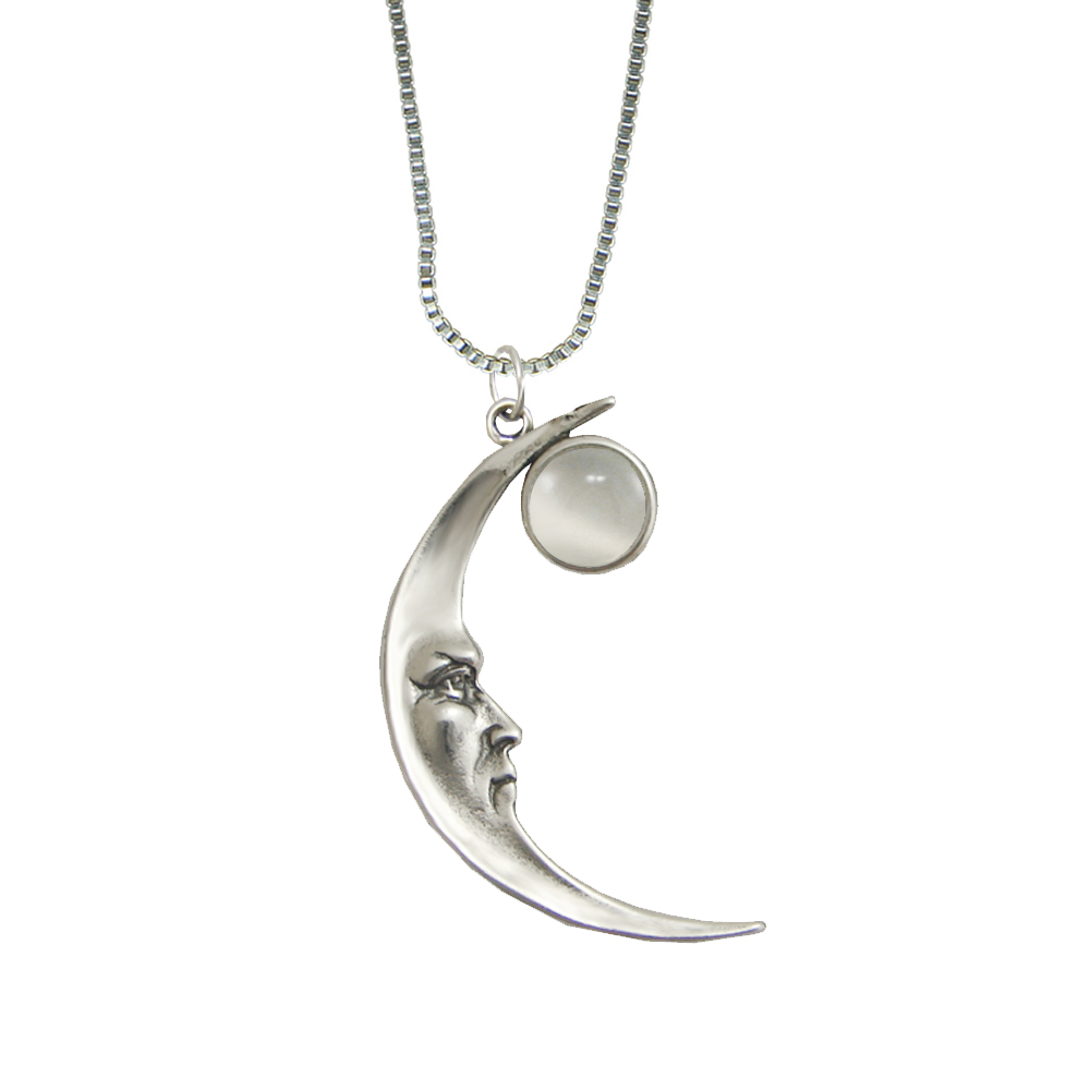 Sterling Silver Mystical Moon Pendant With White Moonstone